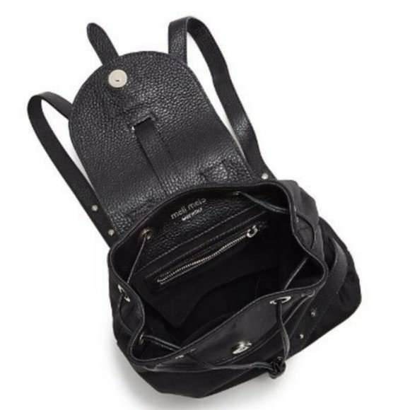 MELI MELO Nylon with leather trim Backpack Black MSRP $590 made in ITALY main image 6